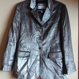 Crushed Velvet Pewter Moschino Blazer